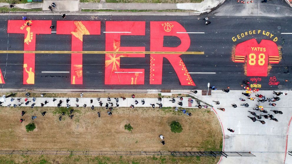 Permanent George Floyd street mural dedicated in Houston ...