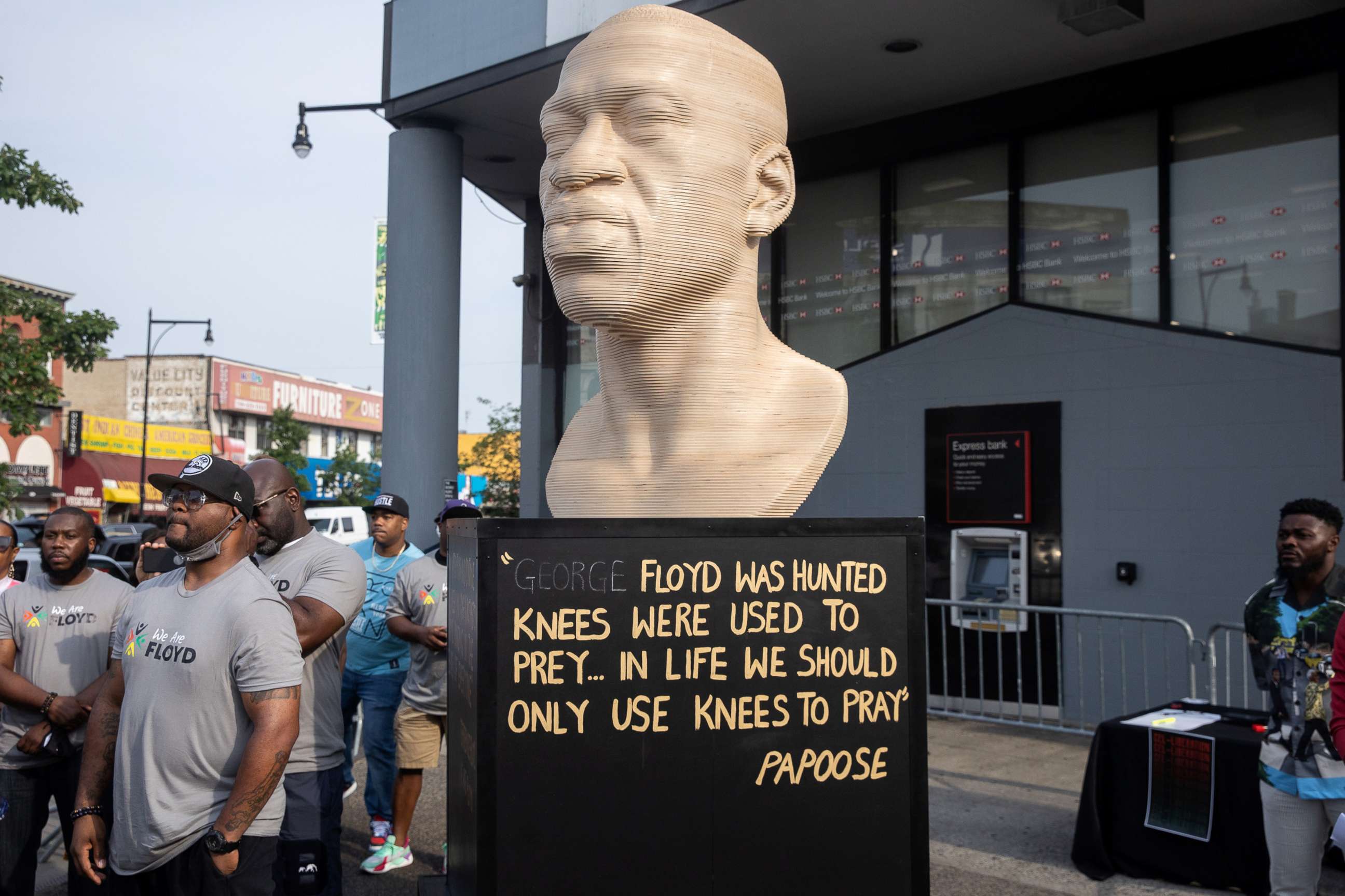 PHOTO: The George Floyd statue is unveiled, as part of Juneteenth celebrations, in Brooklyn, New York, June 19, 2021.