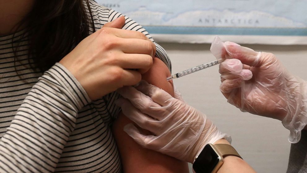 A woman receives a flu shot at a Walgreens phramacy on Jan. 22, 2018 in San Francisco.