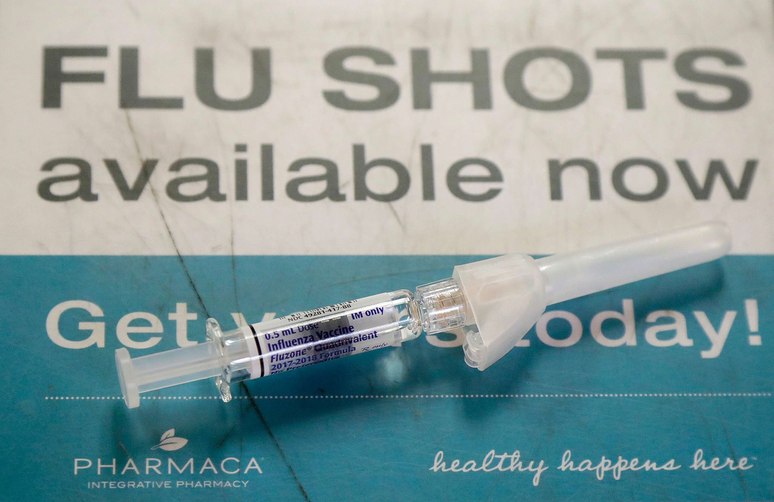 PHOTO: A Fluzone influenza vaccine is shown at Pharmaca Integrative Pharmacy in San Francisco, Jan. 9, 2018.