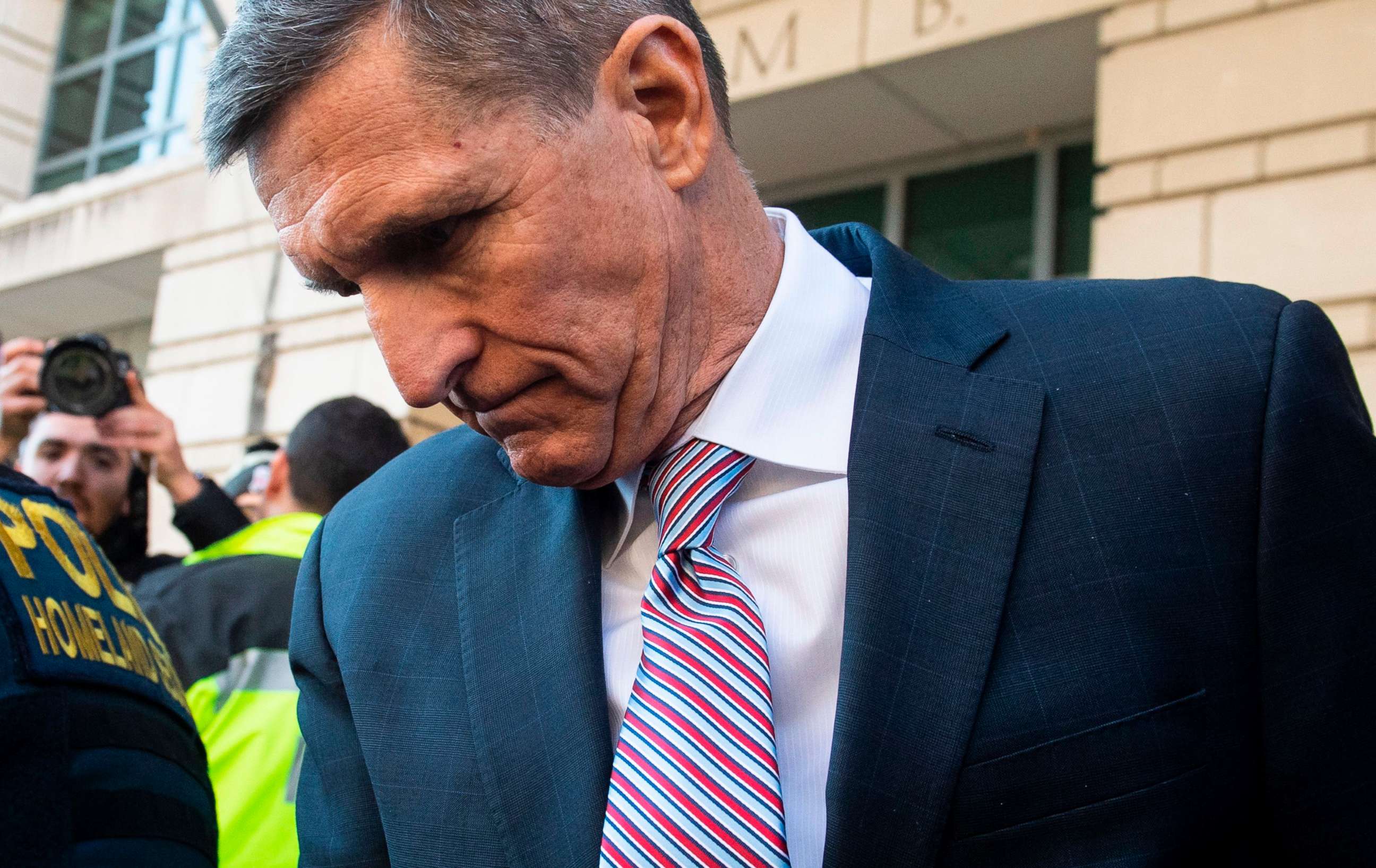 PHOTO: Former National Security Advisor General Michael Flynn leaves after the delay in his sentencing hearing at US District Court in Washington, Dec. 18, 2018.
