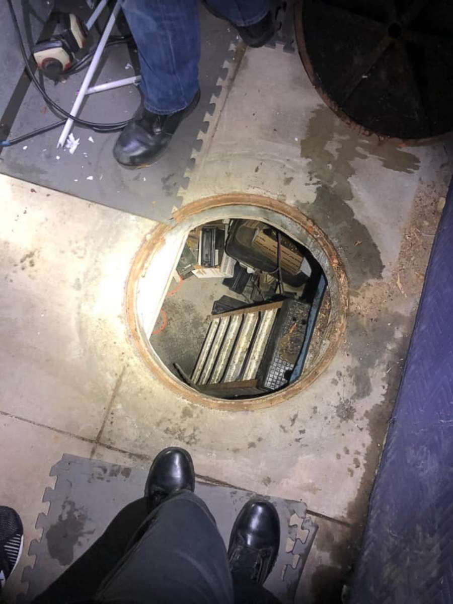 PHOTO: Fontana, Calif., police busted an alleged gang hideaway on Thursday, Feb. 7, 2019, that included a hidden underground shooting range under a manhole cover.