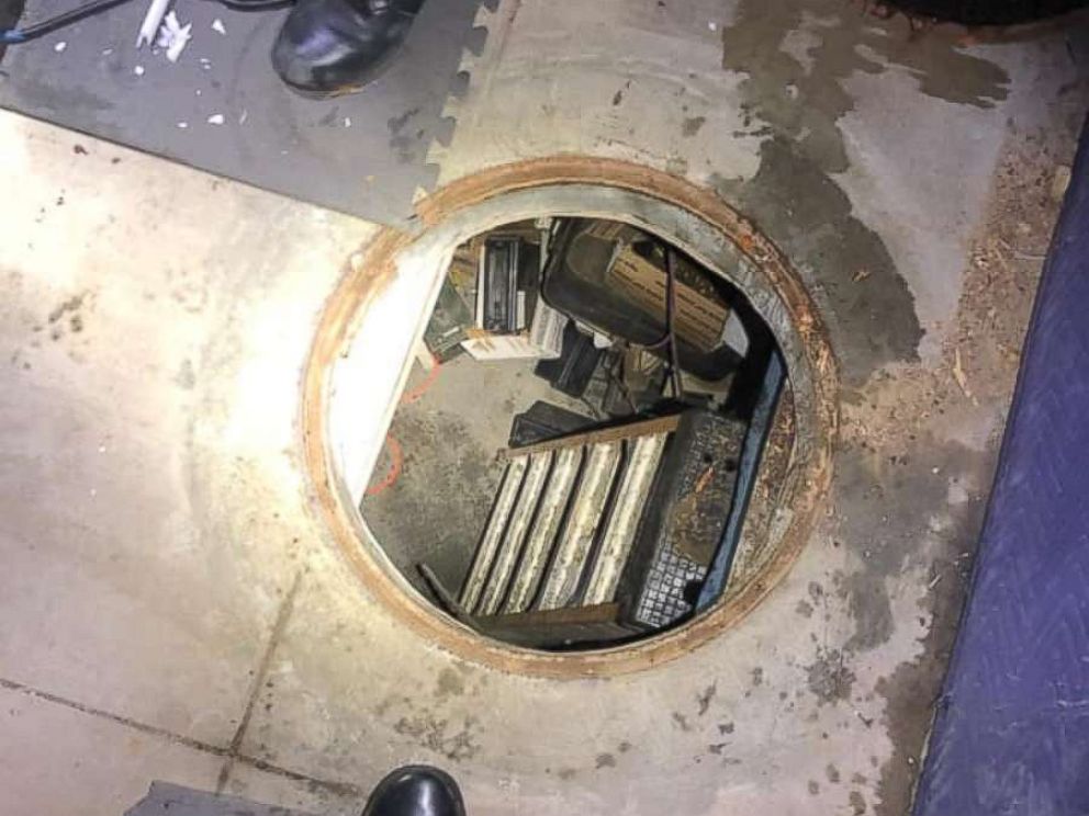 PHOTO: Fontana, Calif., police busted an alleged gang hideaway on Thursday, Feb. 7, 2019, that included a hidden underground shooting range under a manhole cover.