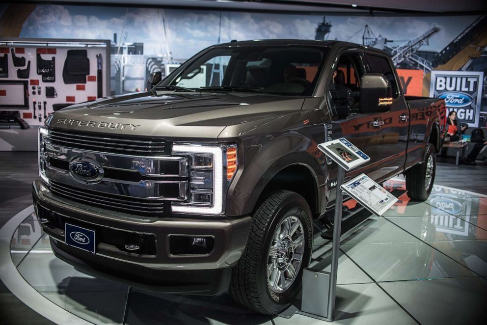 PHOTO: Ford Super Duty F-350 is on display during North American International Auto Show at Cobo Center in Detroit, Jan. 15, 2018.