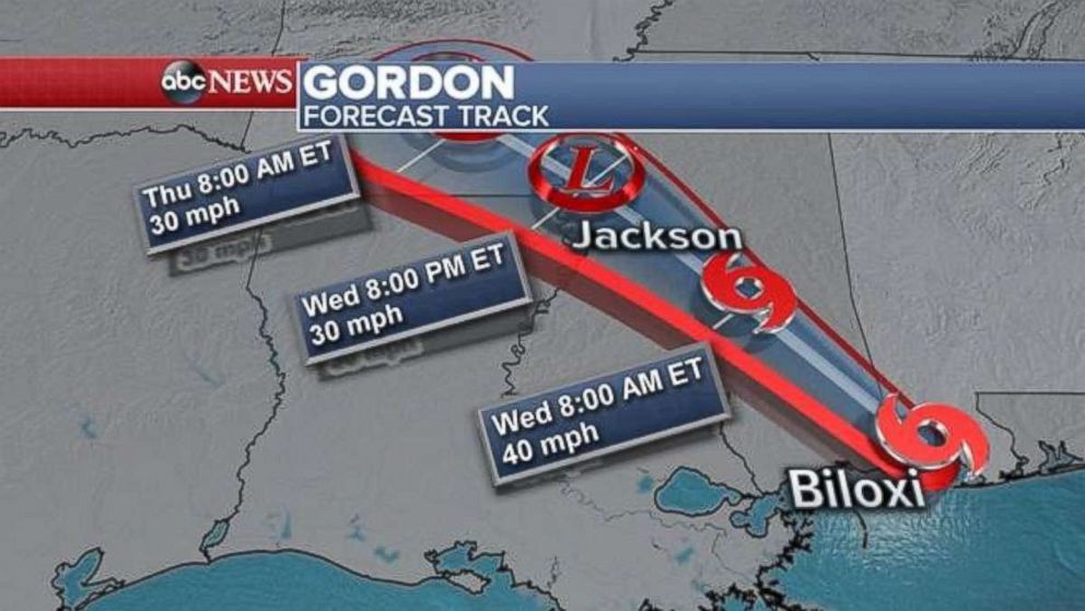 Gordon will bring heavy rain and possible flooding to inland Mississippi, Alabama and Arkansas.