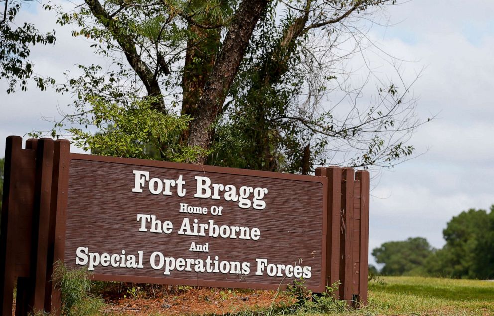 PHOTO: In this Sept. 26, 2014, file photo, a sign of Fort Bragg is seen in Fayetteville, N.C.