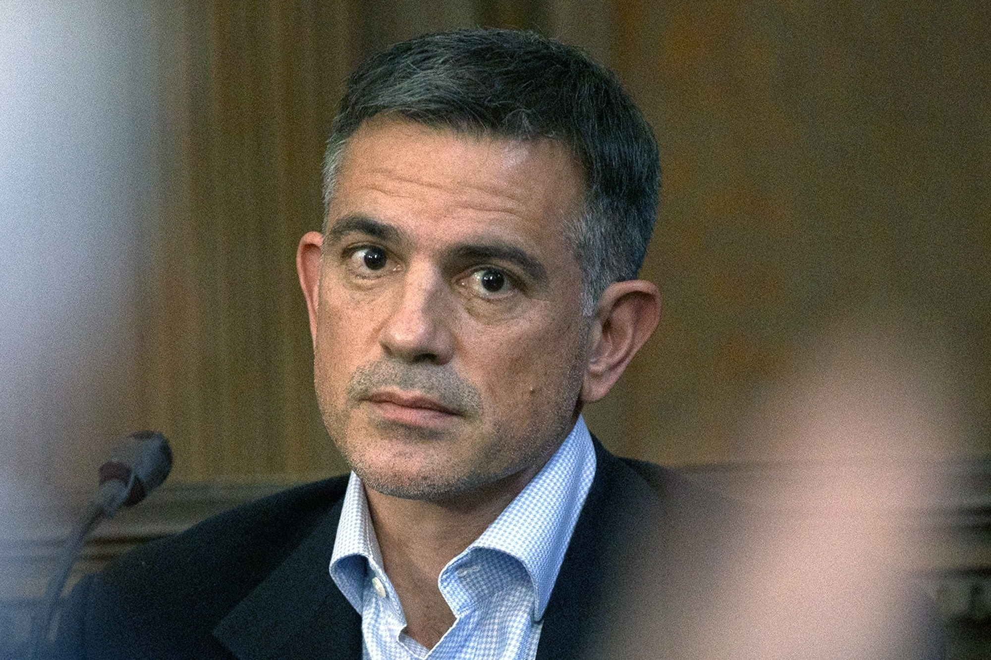 PHOTO: Fotis Dulos,  charged with murdering his estranged and missing wife, is questioned during testimony in a civil case at Hartford Superior Court in Hartford, Conn., Dec. 4, 2019.