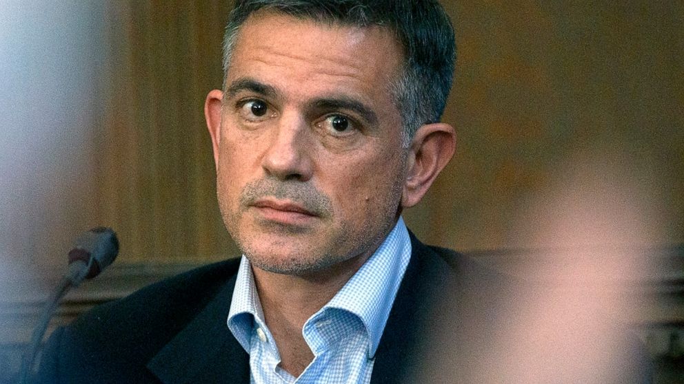PHOTO: Fotis Dulos,  charged with murdering his estranged and missing wife, is questioned during testimony in a civil case at Hartford Superior Court in Hartford, Conn., Dec. 4, 2019.