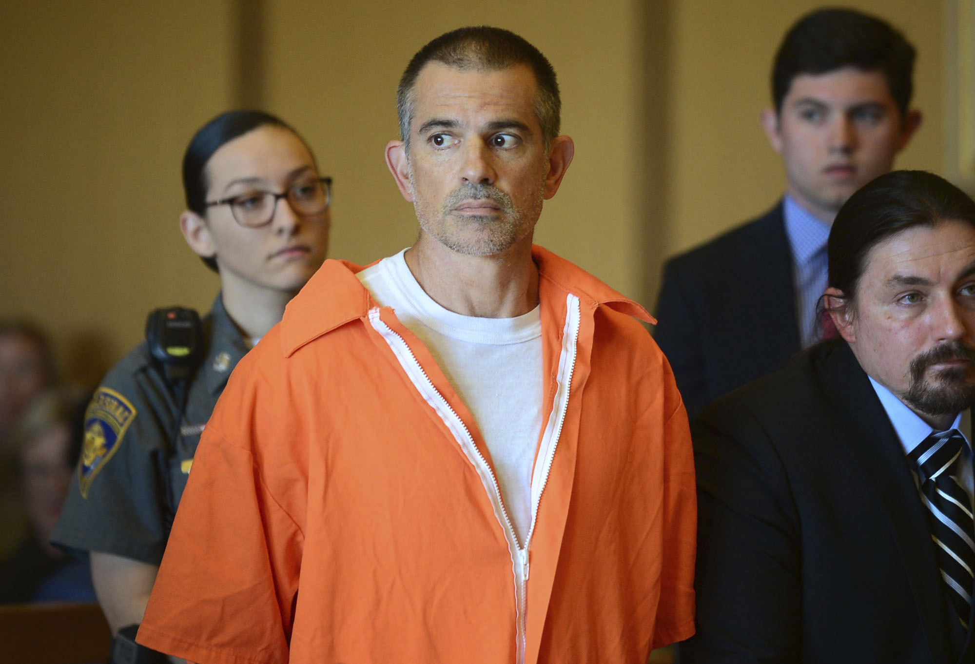 PHOTO: Fotis Dulos stands during a hearing at Stamford Superior Court, June 11, 2019 in Stamford, Conn.