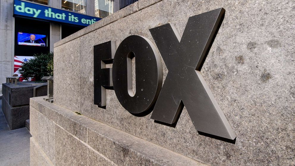 PHOTO: A view of the Fox logo in front of the News Corp Building on 5th Ave., March 21, 2023, in New York.