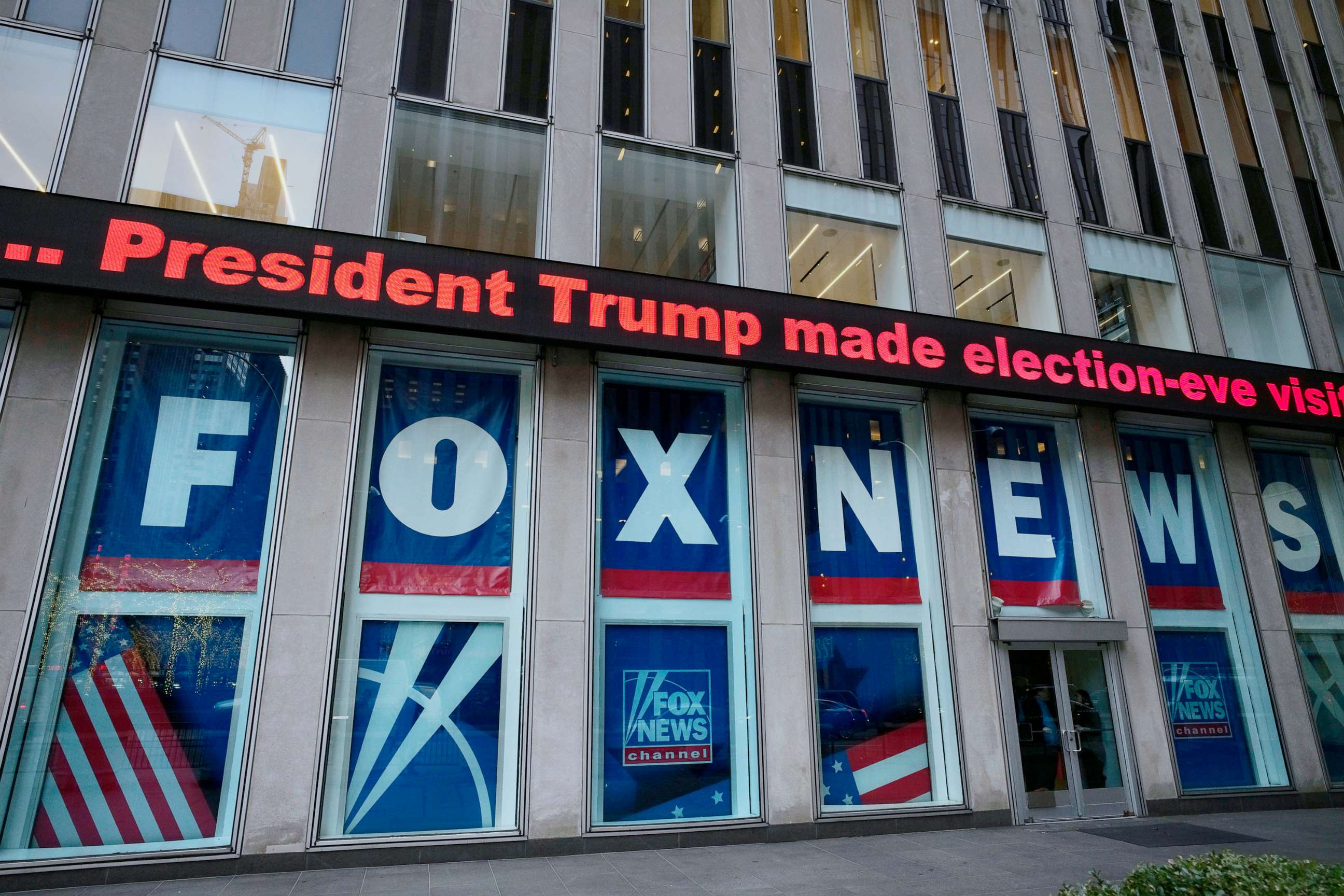 PHOTO: A headline about President Donald Trump is displayed outside Fox News studios in New York on Nov. 28, 2018.