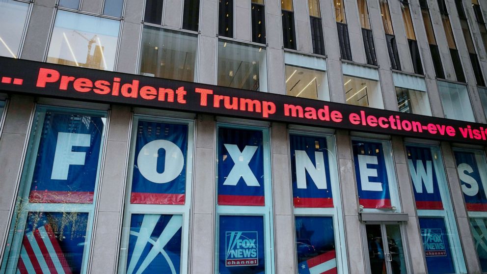 PHOTO: A headline about President Donald Trump is displayed outside Fox News studios in New York on Nov. 28, 2018.
