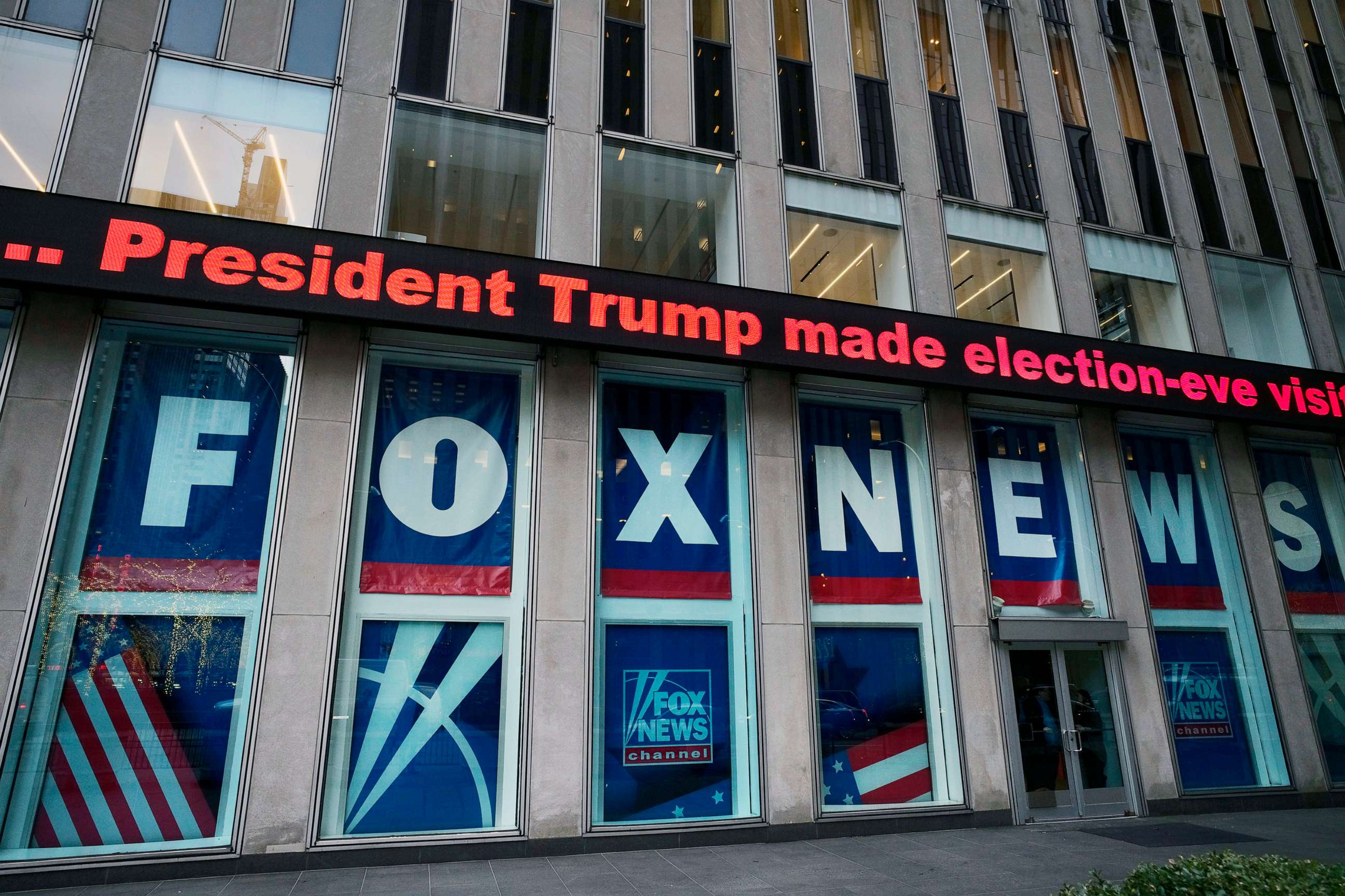 PHOTO: In this Nov. 28, 2018 file photo a headline about President Donald Trump is shown outside Fox News studios in New York.