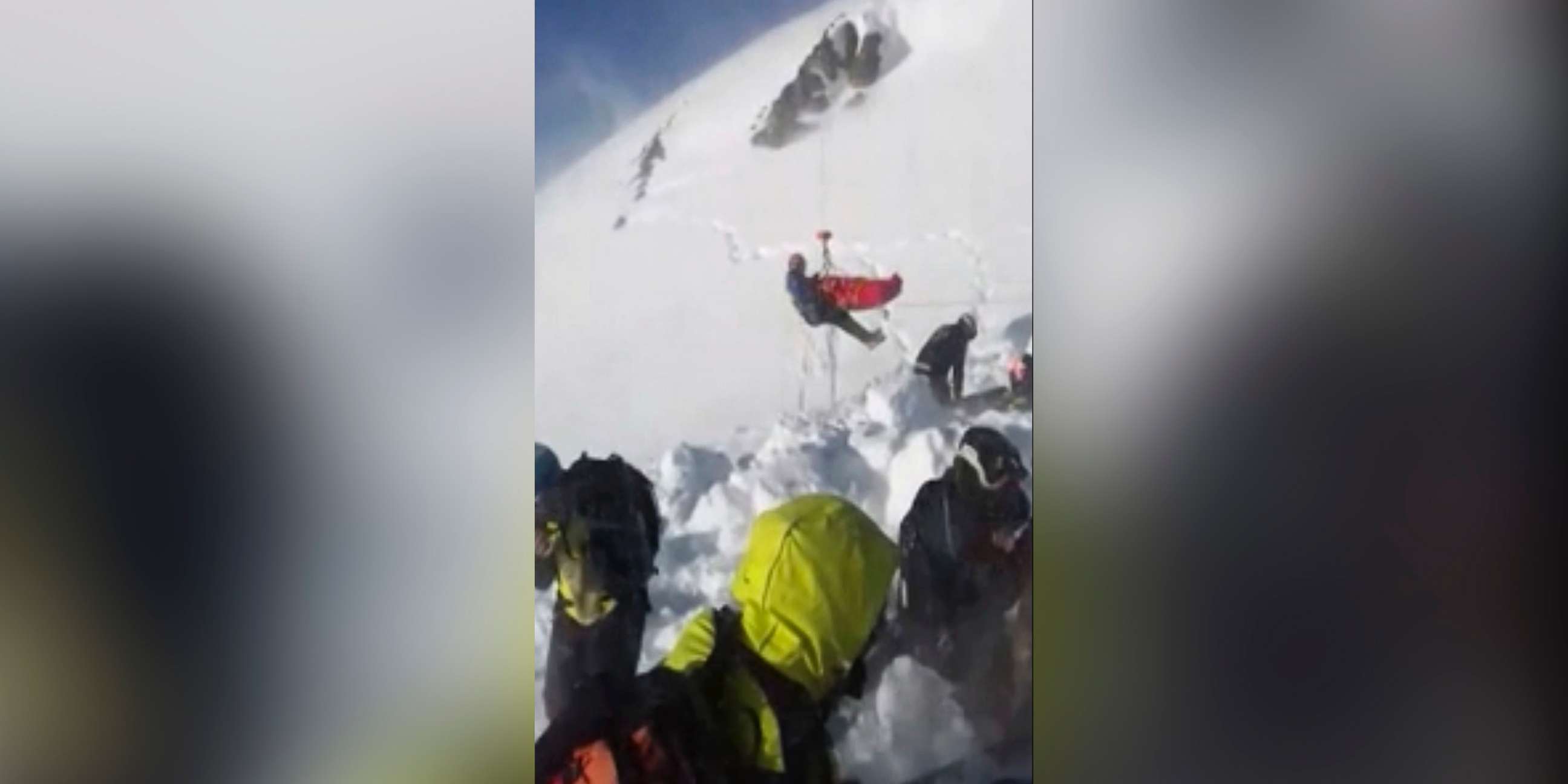 PHOTO: A boy is airlifted after an avalanche on the French Alps, Dec. 26, 2018, in a image from a video. A 12-year-old boy was found alive and uninjured after being buried for 40 minutes, an event his rescuers are calling a true "miracle."