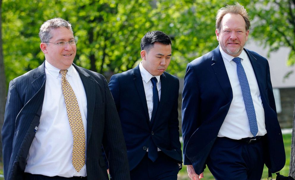 PHOTO: In this May 15, 2017, file photo, Kenny Kwan, center, leaves the Monroe County Courthouse in Stroudsburg, Pa.