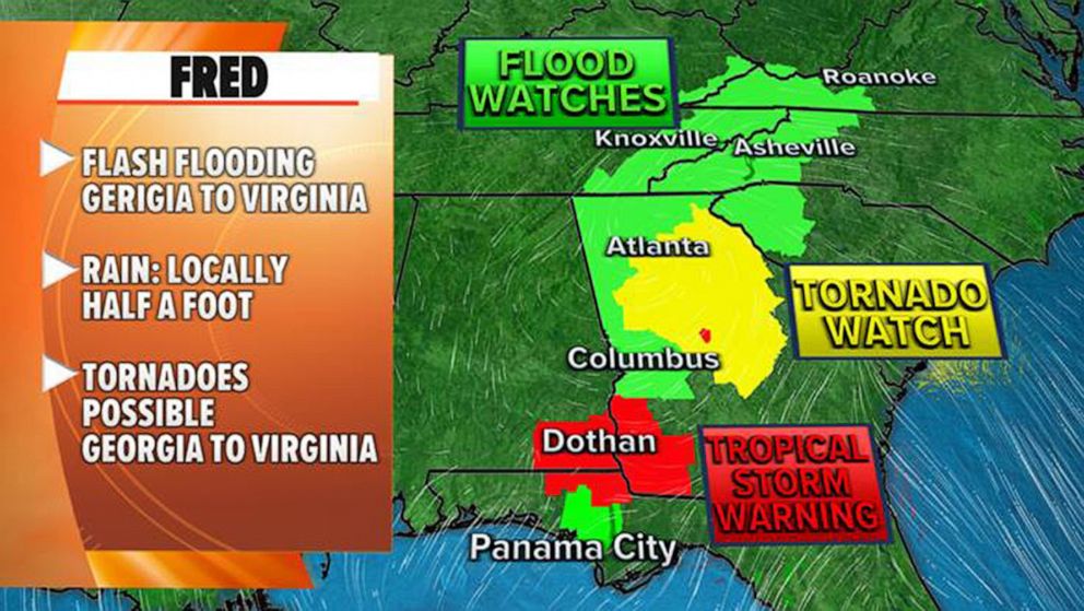PHOTO: Tornado Watch continues in Georgia with flood watches from Georgia to the Carolinas and Virginia.