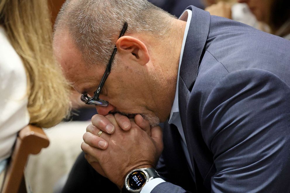 PHOTO: Fred Guttenberg reacts as he awaits a verdict in the trial of Marjory Stoneman Douglas High School shooter Nikolas Cruz at the Broward County Courthouse in Fort Lauderdale, Fla., on Thursday, Oct. 13, 2022. 