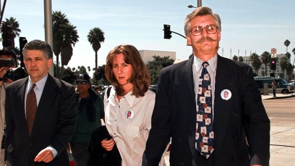 PHOTO: Fred Goldman, right, and his daughter Kim, leave Los Angeles County Superior Court along with their attorney Daniel Petrocelli following pre-trial hearings in the wrongful-death case against O.J. Simpson, Sept. 17, 1996, in Santa Monica, Calif.