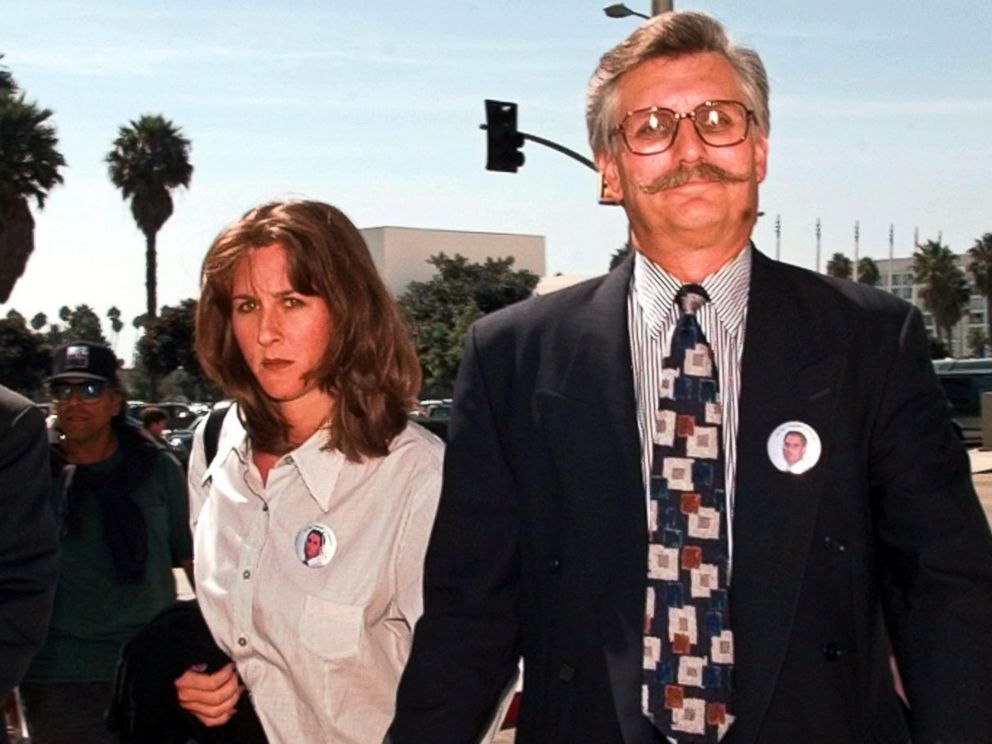 PHOTO: Fred Goldman, right, and his daughter Kim, leave Los Angeles County Superior Court along with their attorney Daniel Petrocelli following pre-trial hearings in the wrongful-death case against O.J. Simpson, Sept. 17, 1996, in Santa Monica, Calif.