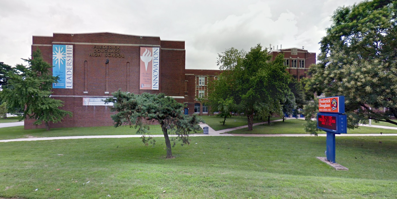 PHOTO: Frederick Douglass High School in Baltimore is pictured in a Google Maps Street View image, circa July 2018.