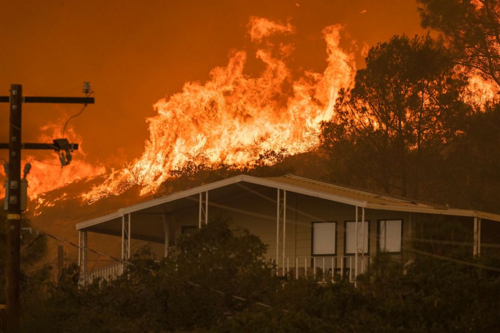 PHOTO: The French Fire comes close to destroying homes, Aug. 24, 2021, in Wofford Heights, California.
