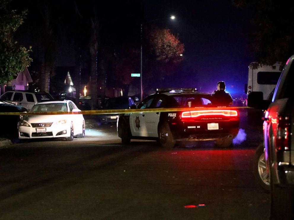 PHOTO: Police work at the scene of a shooting, Nov. 17, 2019, in southeast Fresno, Calif.