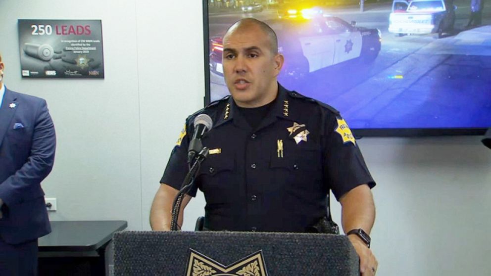 PHOTO: Fresno Police Chief Paco Balderrama holds a press conference in Fresno, Calif., Feb. 23, 2021. 