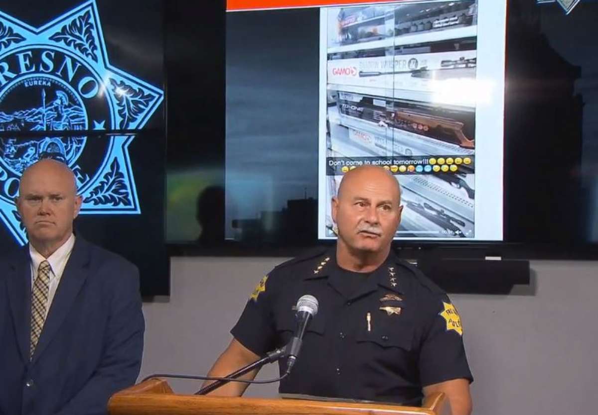 PHOTO: Fresno, Calif., Police Chief Jerry Dyer discusses the arrest of a 15-year-old girl who threatened a school shooting on Thursday, Aug. 15, 2019.