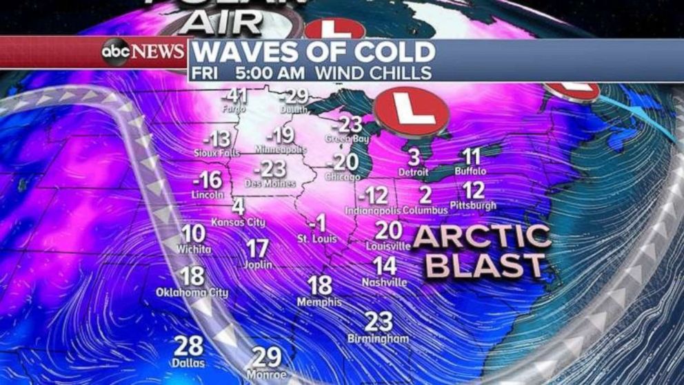 PHOTO: Wind chills could dip as low as minus 20 across much of the Northern Plains on Friday morning.