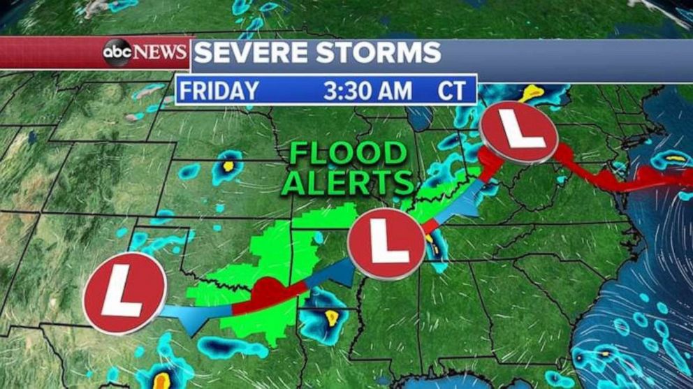 PHOTO: There are flood alerts in eight states on Friday morning.