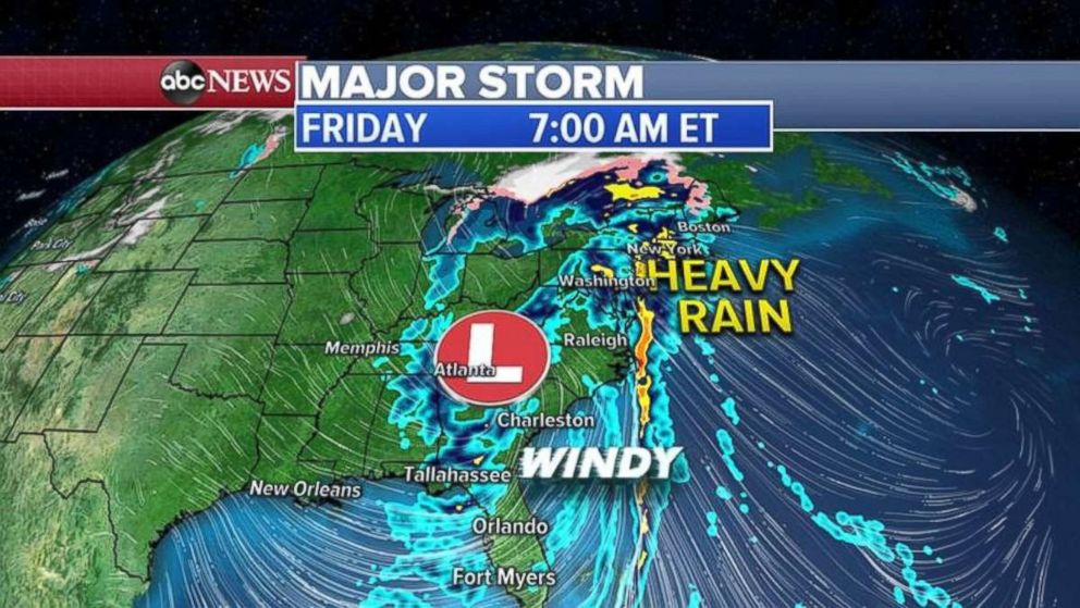 PHOTO: Rain is covering much of the East Coast on Friday morning.