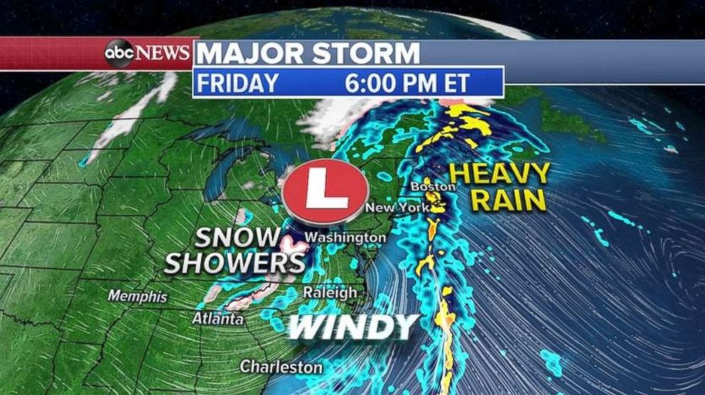 PHOTO: Heavy rain will be falling in New England on Friday evening.