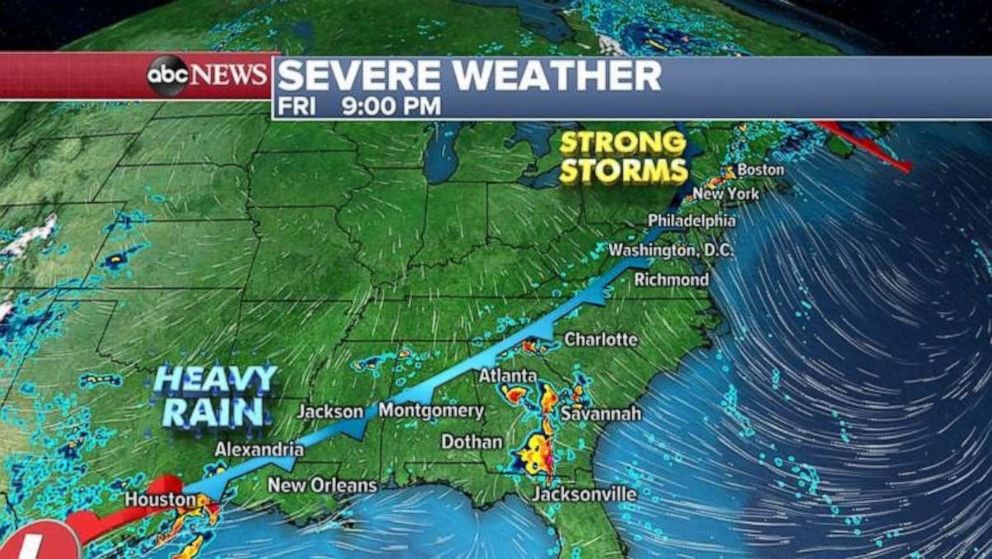 PHOTO: More rain will fall in eastern Texas on Friday night as well.