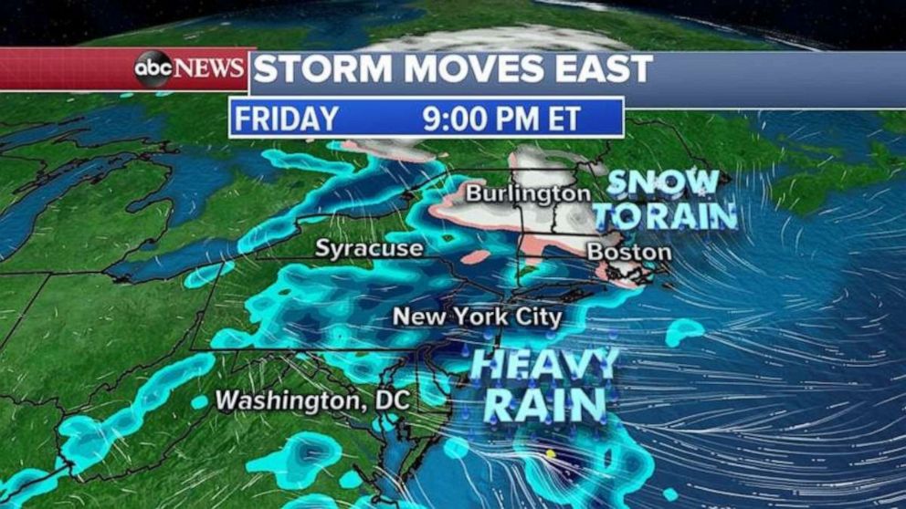 PHOTO: Heavy rain will soak the Northeast on Friday.