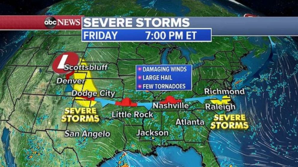 Severe storms stretch from Plains to the Carolinas as fire dangers grow ...