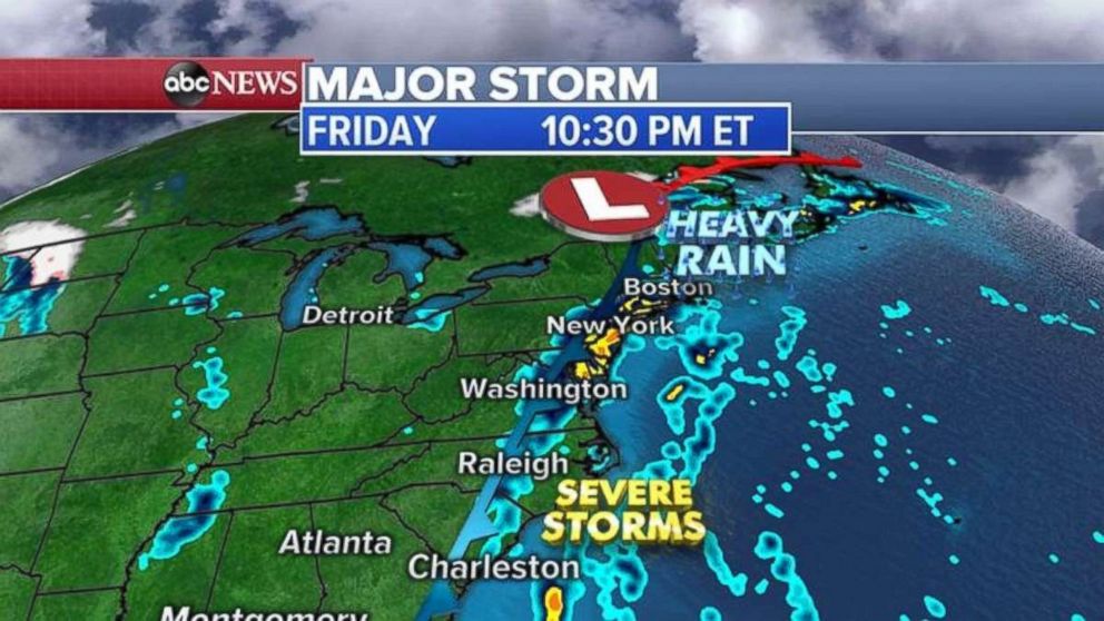 PHOTO: The heavy rain will move into the Northeast on Friday.