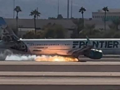 Frontier Airlines jet catches on fire while landing at Las Vegas airport