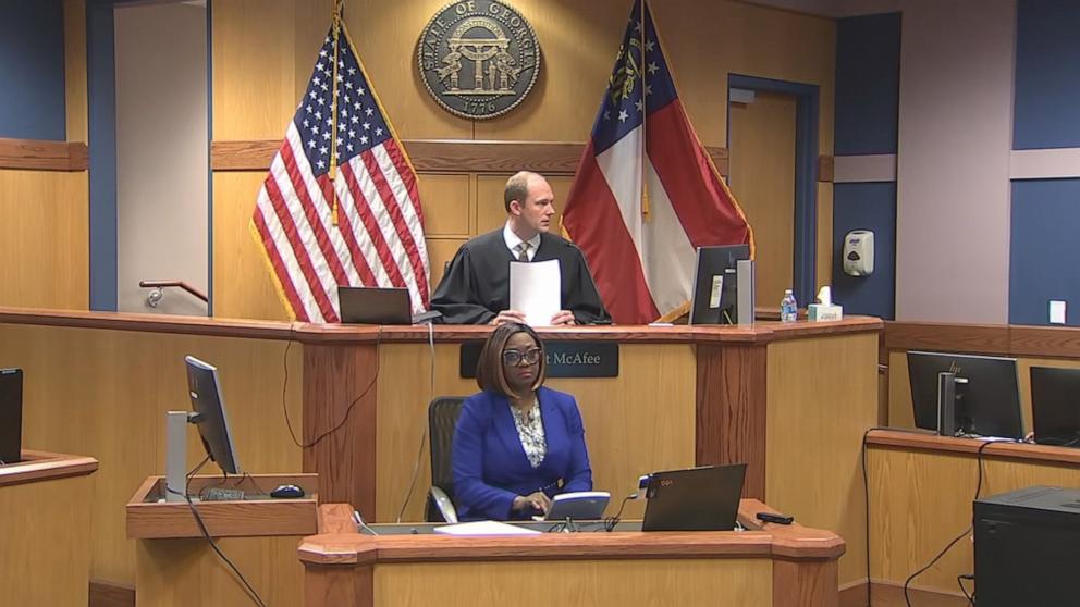 PHOTO: Arguments resume on motions to remove Fulton County District Attorney Fani Willis from the Georgia election interference case against former President Donald Trump, March 1, 2024, in Atlanta.