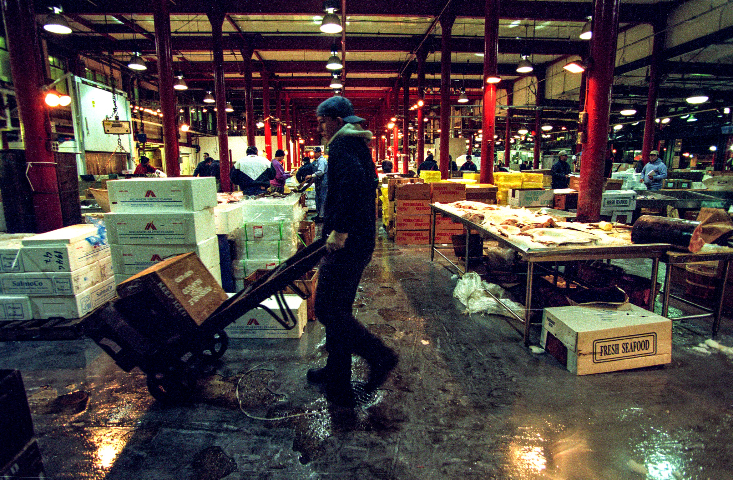 PHOTO: Early morning scene at the former Fulton Fish Market in New York City.