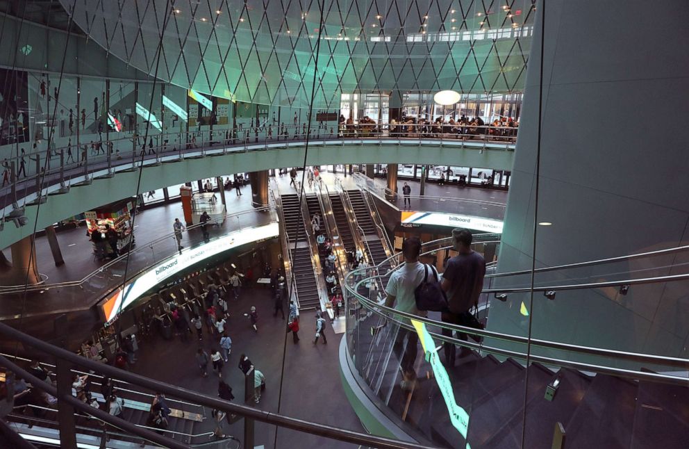 PHOTO: People walk through the Fulton Street transit hub at on May 17, 2017, in New York.