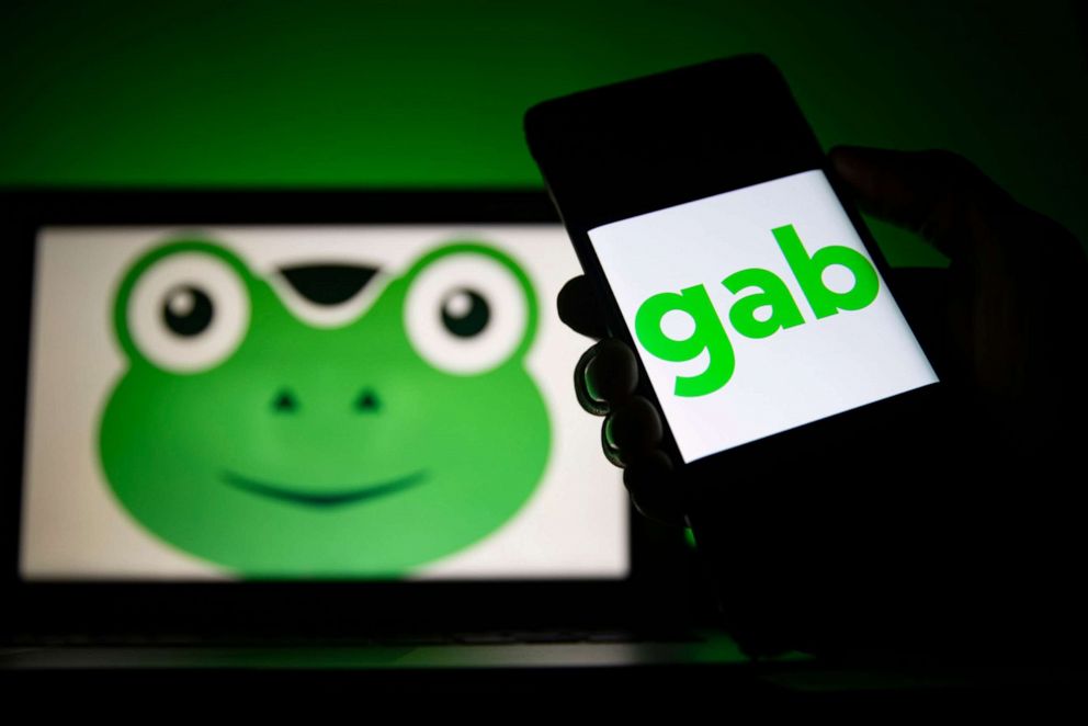 PHOTO: The logo of conservative social media platform Gab on a computer and mobile telephone screen, in Paris, Jan. 12, 2021. 