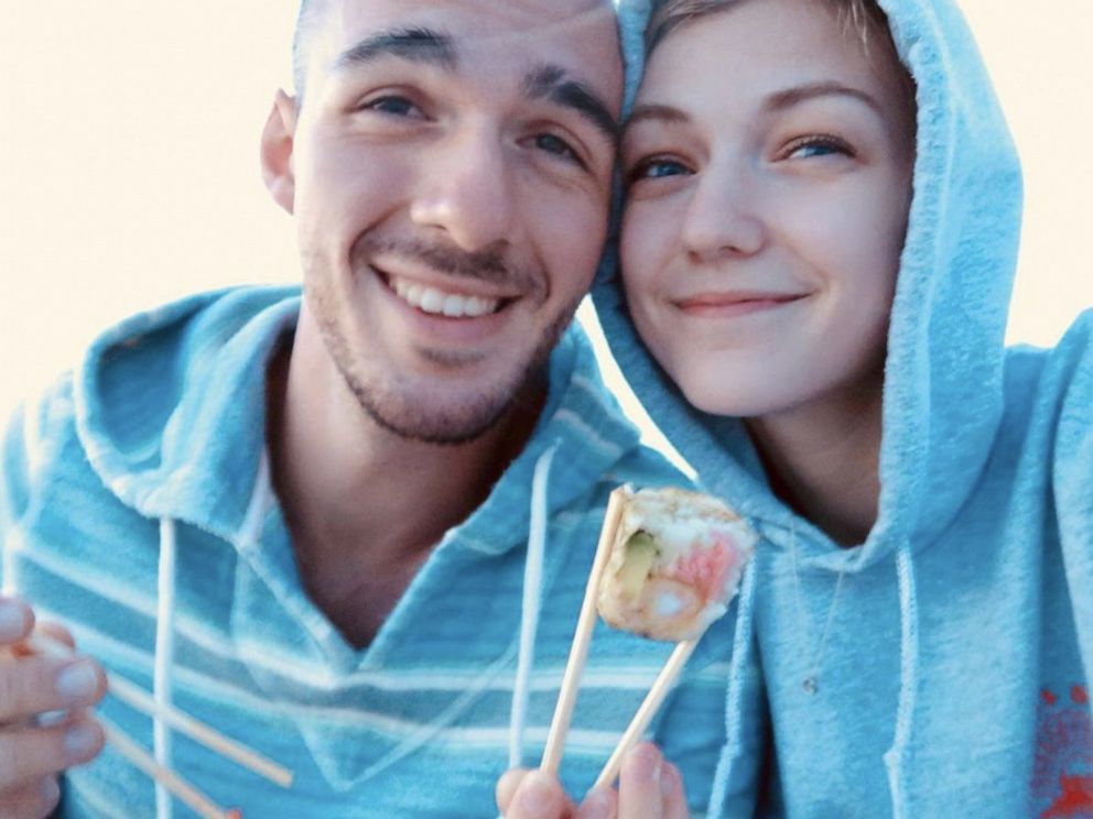 FILE PHOTO: Gabrielle "Gabby" Petito, 22, poses for a photo with Brian Laundrie in this undated handout photo.