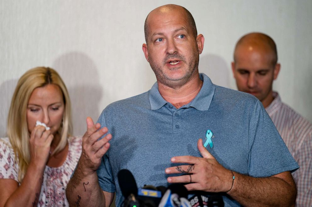 PHOTO: Joseph Petito, father of Gabby Petito, whose death on a cross-country trip has sparked a manhunt for her boyfriend Brian Laundrie, speaks during a news conference, Sept. 28, 2021, in Bohemia, N.Y.