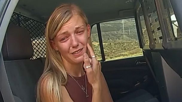 PHOTO: Gabby Petito touches her face while talking to police about her altercation with Brian Laundrie in police bodycam footage released Sept. 30 from an Aug. 12, 2021, incident in Moab, Utah.