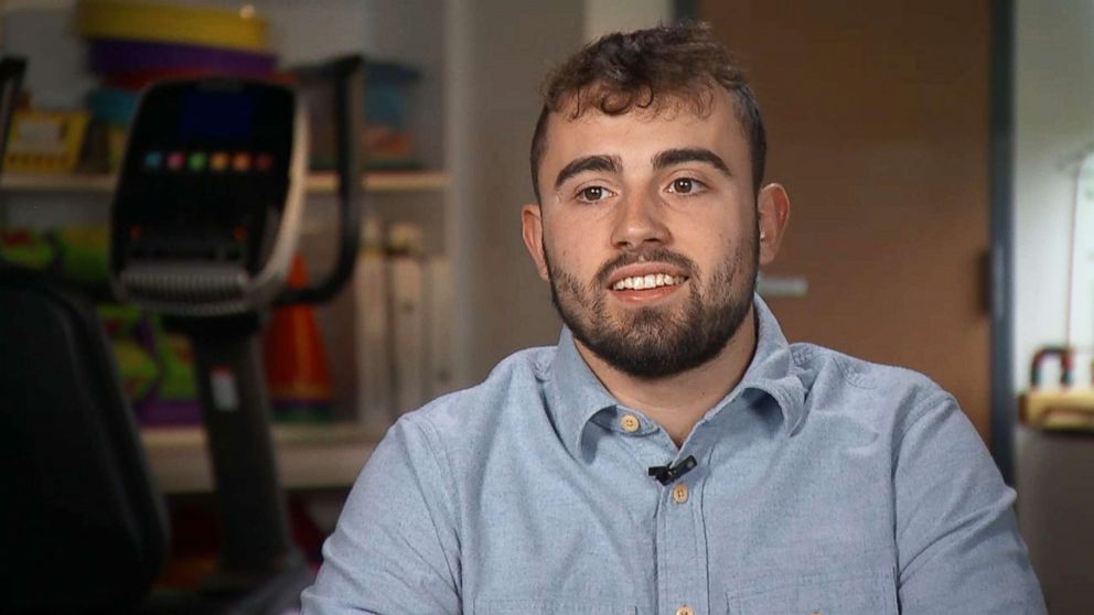 PHOTO: Gage Senter, 18, suffered a traumatic brain injury when he was in high school. Senter, who had dreams of being a professional hockey player, recently returned to the ice after his injury.