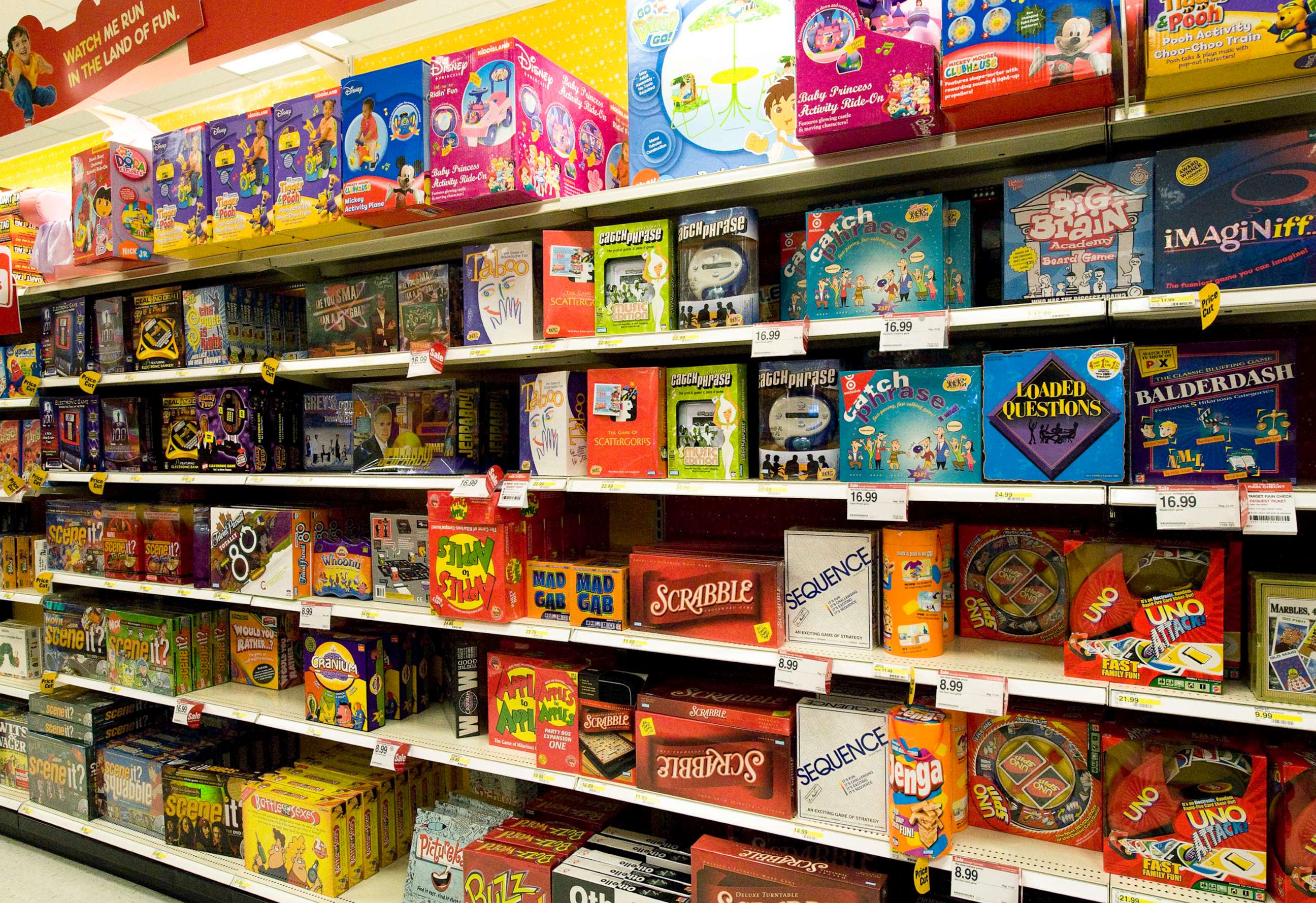 PHOTO: Board game section of a toy store.