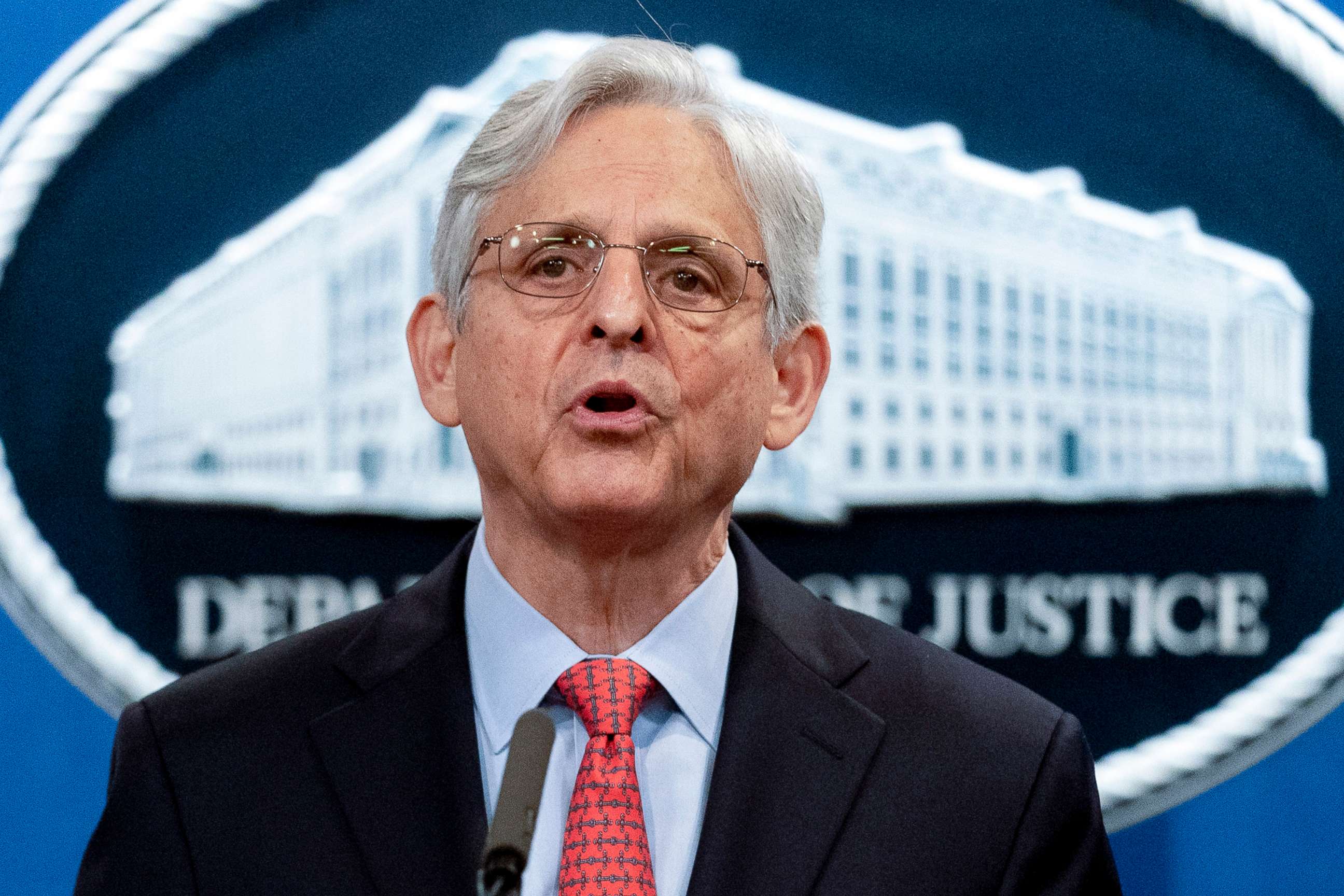 PHOTO: Attorney General Merrick Garland speaks at a news conference at the Department of Justice in Washington, D.C., Aug. 5, 2021. 