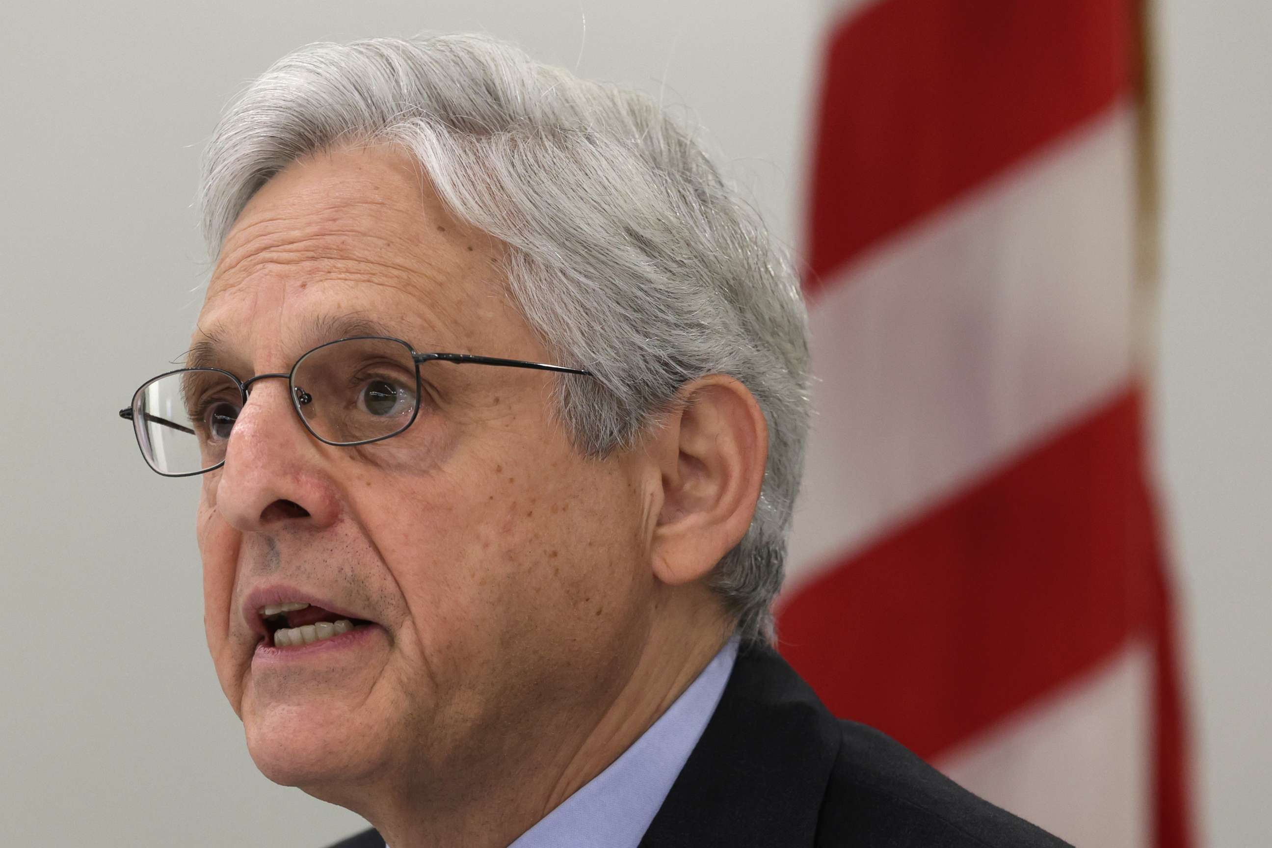 PHOTO: U.S. Attorney General Merrick Garland speaks at a news conference at Drug Enforcement Administration headquarters on September 27, 2022 in Arlington, Virginia. The Justice Department today released results of enforcement initiatives.