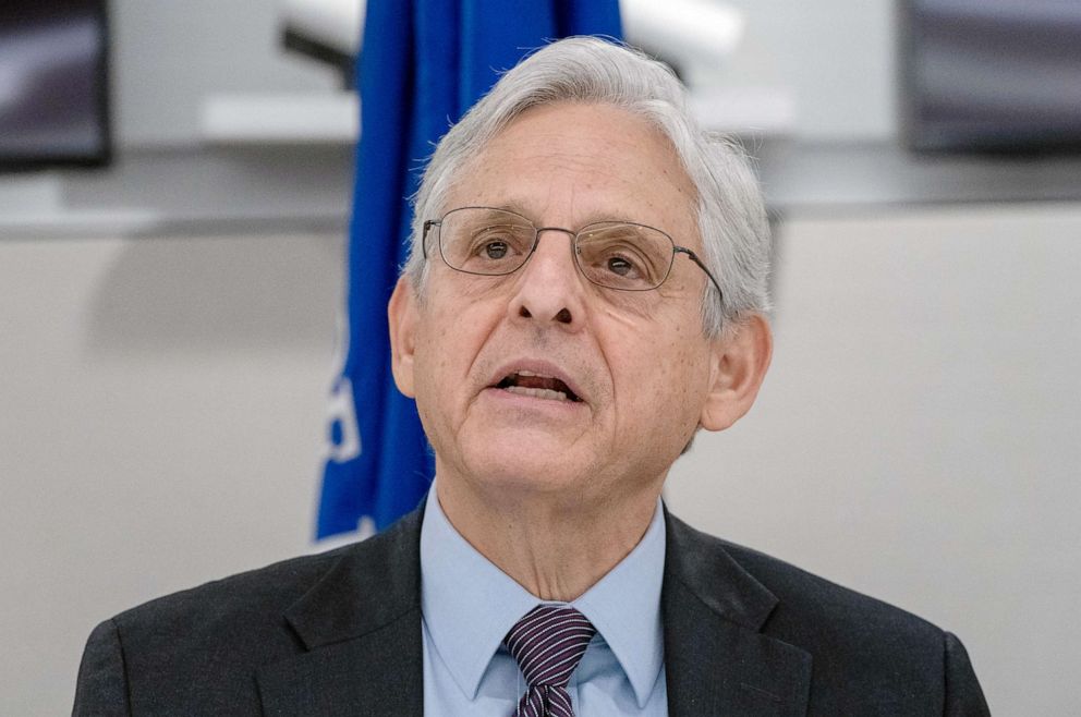 PHOTO: Attorney General Merrick Garland speaks during a press event to announce the results of an enforcement surge to reduce the fentanyl supply across the United States, at DEA headquarters, Arlington, Va., Sept. 27, 2022.