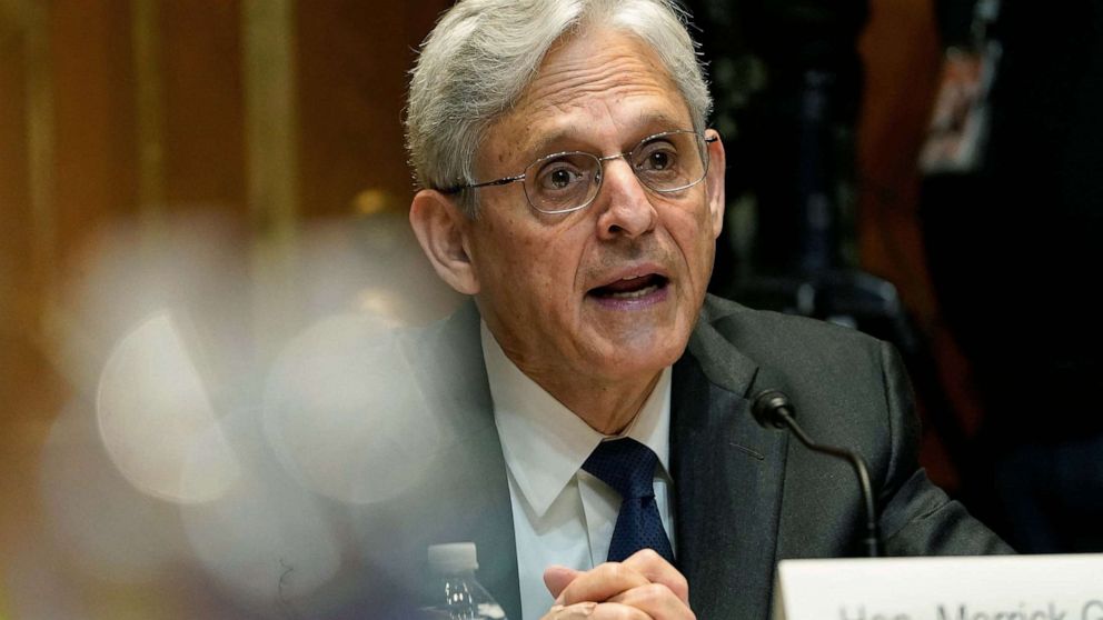 PHOTO: Attorney General Merrick Garland testifies before at a hearing of the Senate Appropriations Subcommittee on Commerce, Justice, Science, and Related Agencies on the 2022 proposed budget for the Justice Department, June 9, 2021, in Washington, D.C.